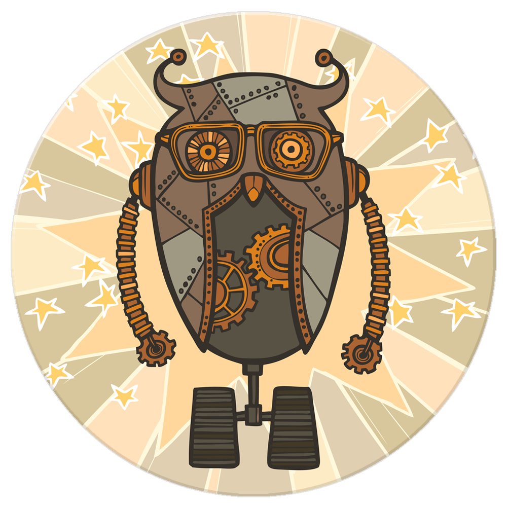 Retro Hipster Robots imán para nevera, Cogwheel Hipster Owl Robot ...