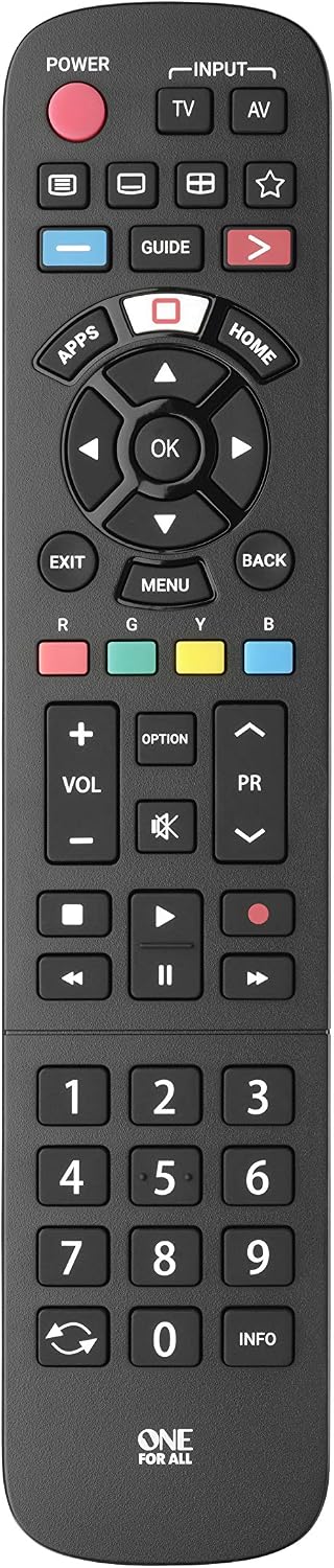 One For All Panasonic TV Replacement remote - Works with ALL Panasonic TVs - Learning feature -URC4914, red - Image 3