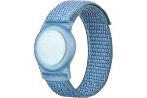 QONUIY Kids Wristband Compatible with Apple AirTag, Protective Case for Air Tag GPS Tracker Holder with Nylon Bracelet, Adjustable Anti Lost Watch Band for Toddler Child Elder (Blue)