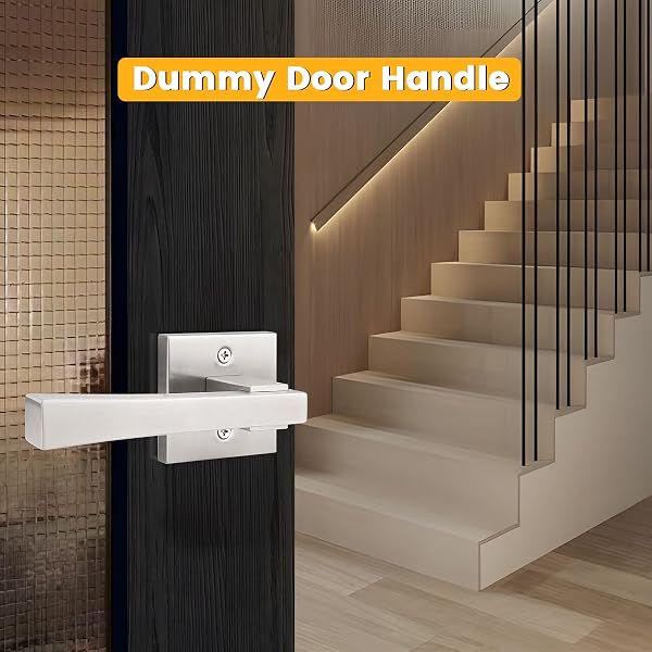KNOBELITE 8 PACK BLACK DOOR LEVER DUMMY LEVER DOOR HANDLES FOR CLOSETS FRENCH DOORS,SQUARE DUMMY DOOR LEVER,NON-TURNING SINGLE SIDE PULLS