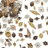 100g Metal Pendant Charms for Jewelry Making, Bulk Assorted Silver & Gold Plated Charms for Braclet Necklace Crafts, Animal Flower Crafting Gifts