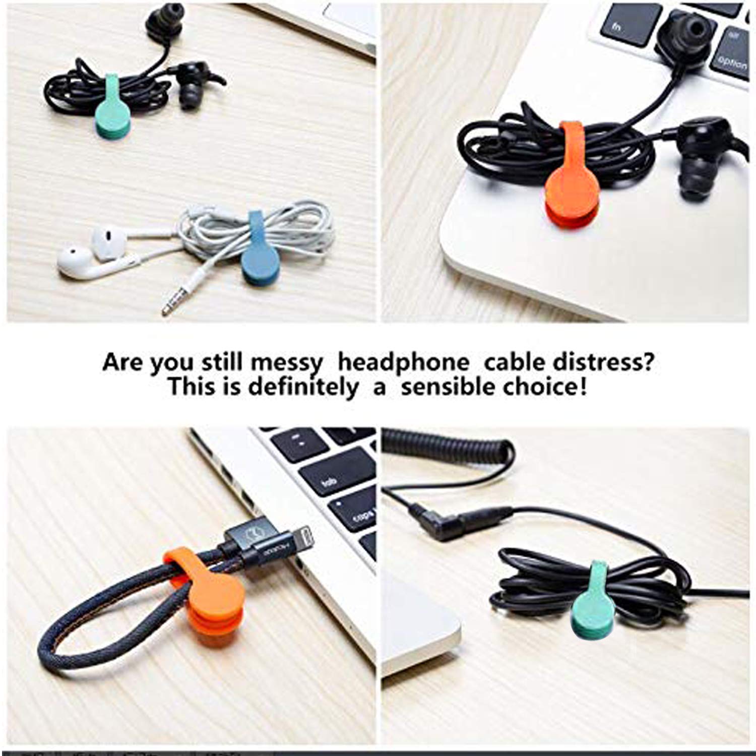 8 PCS Magnetic Earphone Winder, Aproo Magnetic Cord Winder Wrap for Headphones/Date USB Cable,Soft Silicone Earphone Cable Clips Organizer for iPhone/iPad/Galaxy, Also Use as Bookmarks/Keychain
