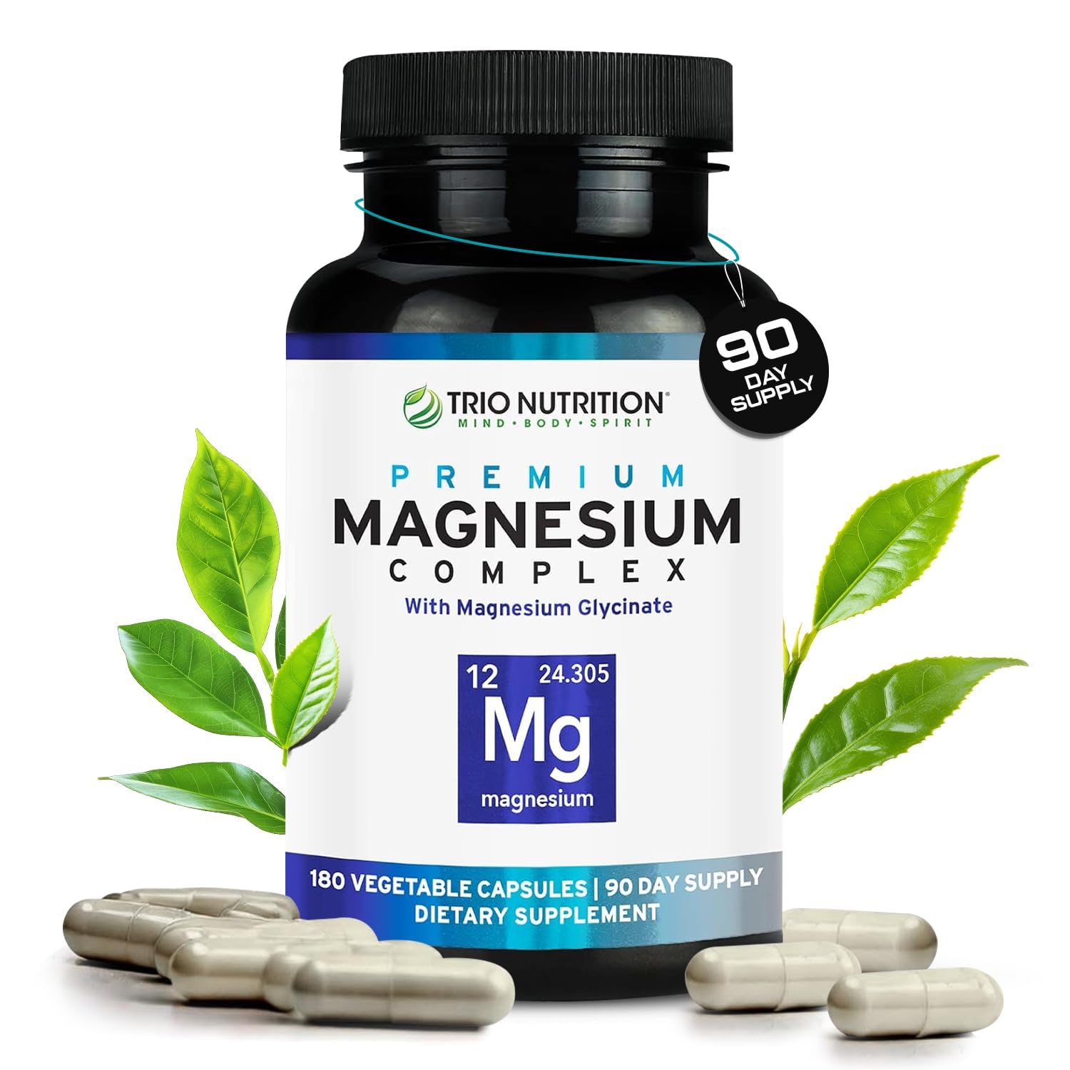 Trio Nutrition Magnesium Complex 90 Day Supply 420 mg | Natural Calm, Relax, Stress Relief, and Muscle Recovery |Magnesium Glycinate Supplement with Vitamin B6 for Rapid Absorption*
