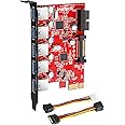 Inateck PCI-E to USB 3.0 (5 Ports) PCI Express Card and 15-Pin Power Connector, Red (KT5001)