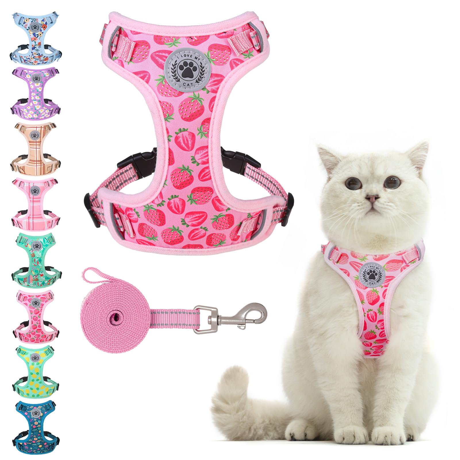 BEAUTYZOO Cat Harness and Leash Set for Walking Escape Proof, Neck Release Adjustable Harness for Kitten Puppy Small Medium Large Cats, Soft Cute Easy Control Small Cat Harness for Cats Boy and Girls — image 1