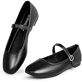 Mary Jane Shoes Women Flats:Square Toe Black Flats - Ballet Flats for Women - Comfortable Ankle Strap Flats