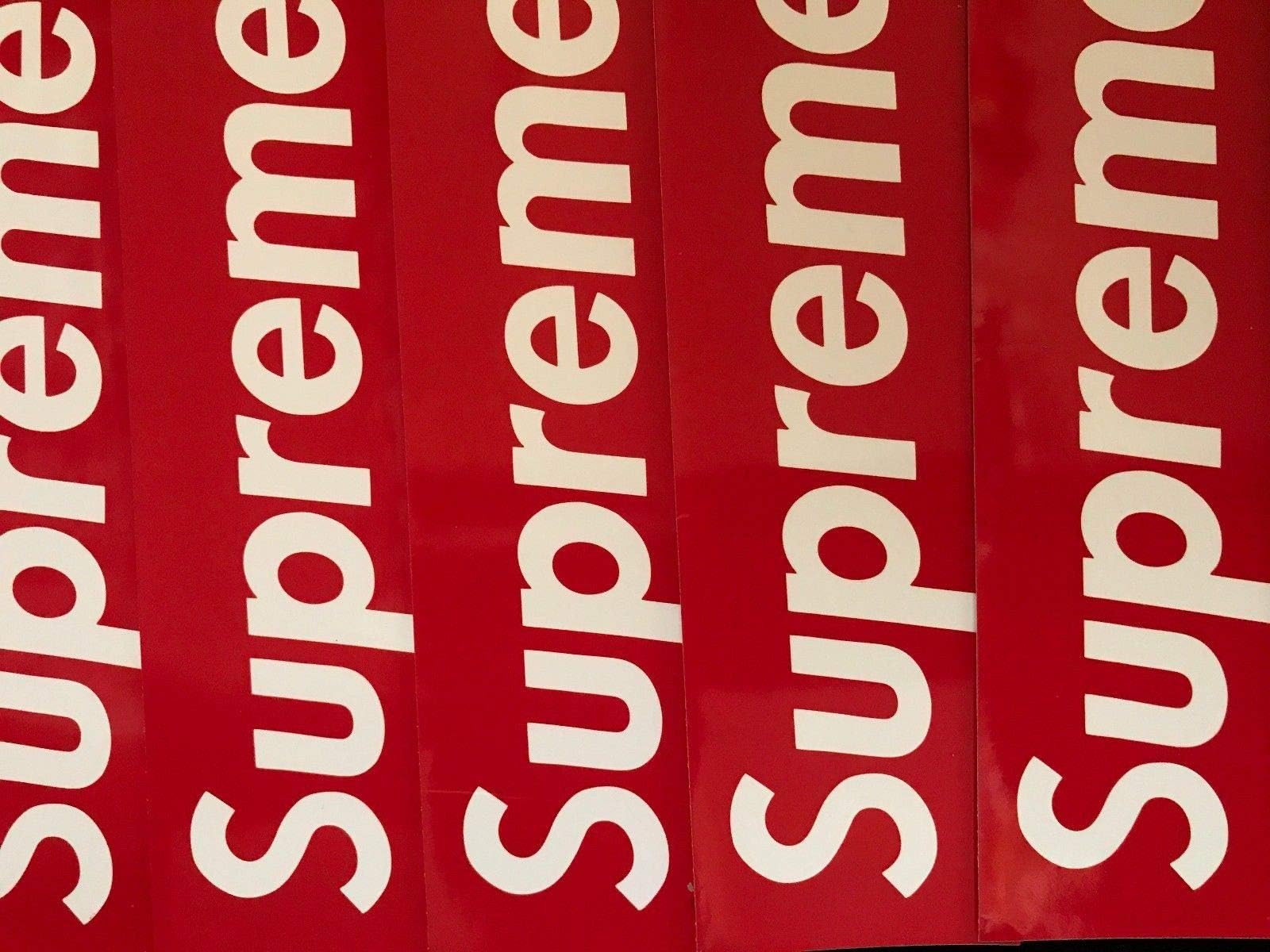 10 Supreme Box Logo PCS Red Sticker Vinyl Decal Pack Skateboard Laptop Car LotBig Supreme Box Logo 7.5 x 2.2 inches Classic Red (100)