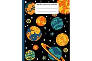 Primary Composition Notebook: Planets: Story Journal with Dashed Midline and Picture Space | Grades K-2 | Personalise with Bonus Planets Coloring Title Page (Outer Space)