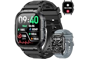 HOXLRSA Smart Watch for Men Fitness Tracker: Waterproof Military Digital Mens Watches Running Make Answer Call Smartwatch Android Phone iPhone Samsung Compatible Sleep SpO2 Heart Rate Monitor Step Pedometer