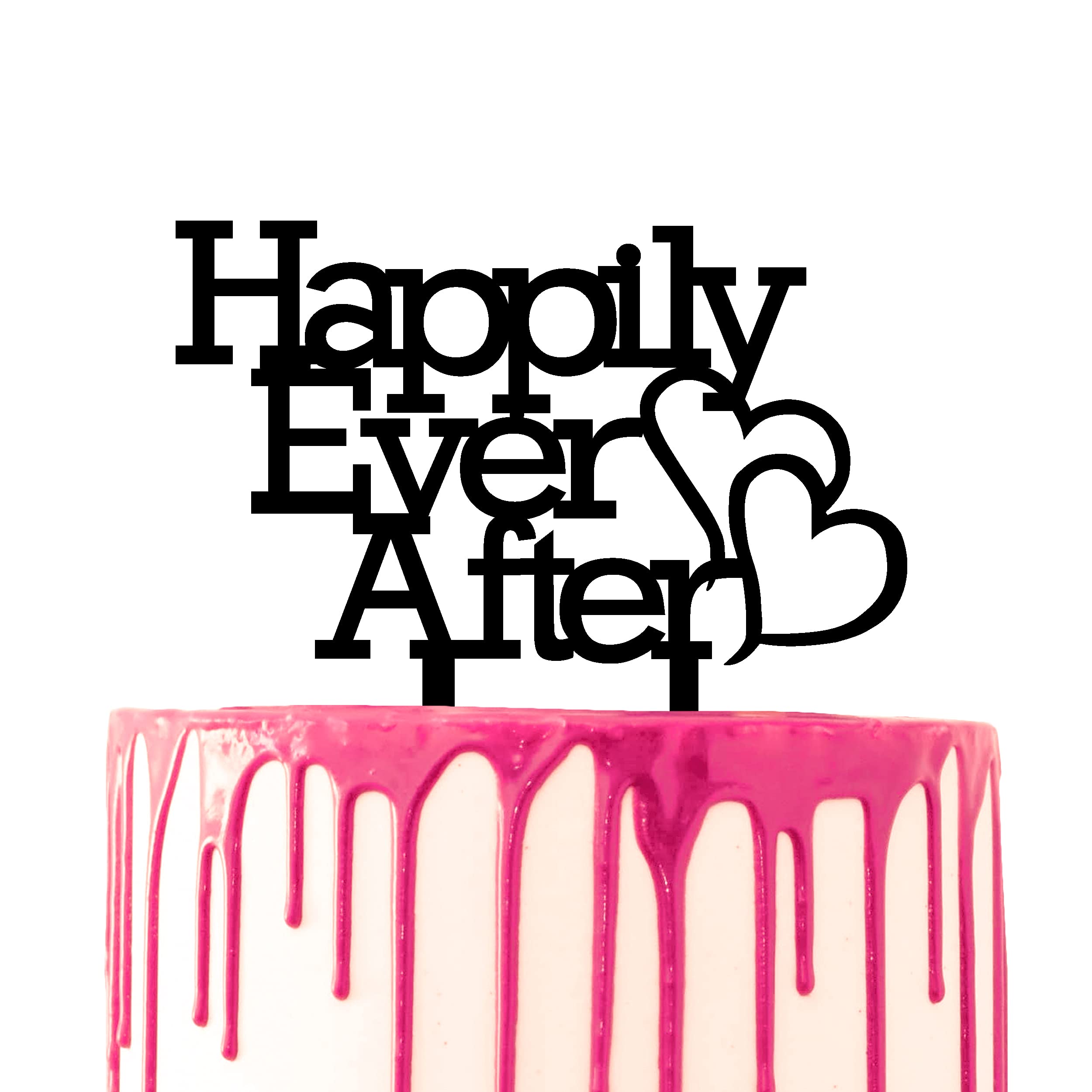 CARISPIBET "Happily Ever After" Wedding Cake Topper decorative Acrylic Silhouette Script Cake Decoration