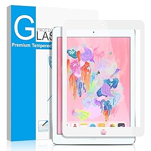 SMAPP iPad 9.7" (2018/2017) / iPad Pro 9.7 Inch/iPad Air 2 / iPad Air Screen Protector, Tempered Glass for iPad 6th / 5th Gen Screen Protector [Anti-Scratch] [Colored Border] Apple Pencil Compatible