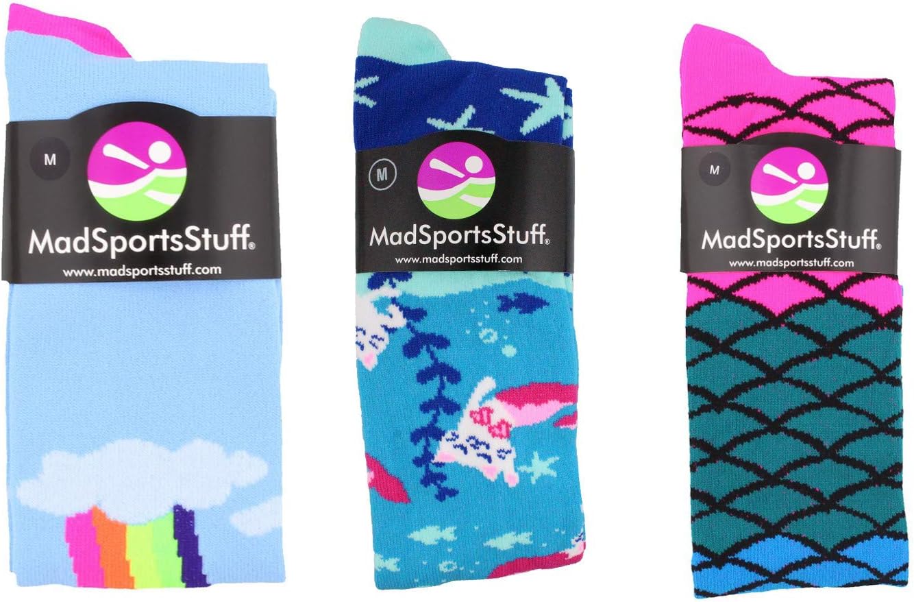 MadSportsStuff Neon Rainbow Clouds Over The Calf Athletic Socks : Clothing