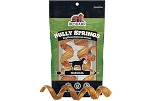 REDBARN PET PRODUCTS Redbarn Premium Bully Spring for Dogs, 4-6", 3 Count – All-Natural Slow Roasted Single Ingredient Beef Pizzle Pet Chews - Highly Digestible Rawhide Alternative and Long Lasting Spiral Sticks