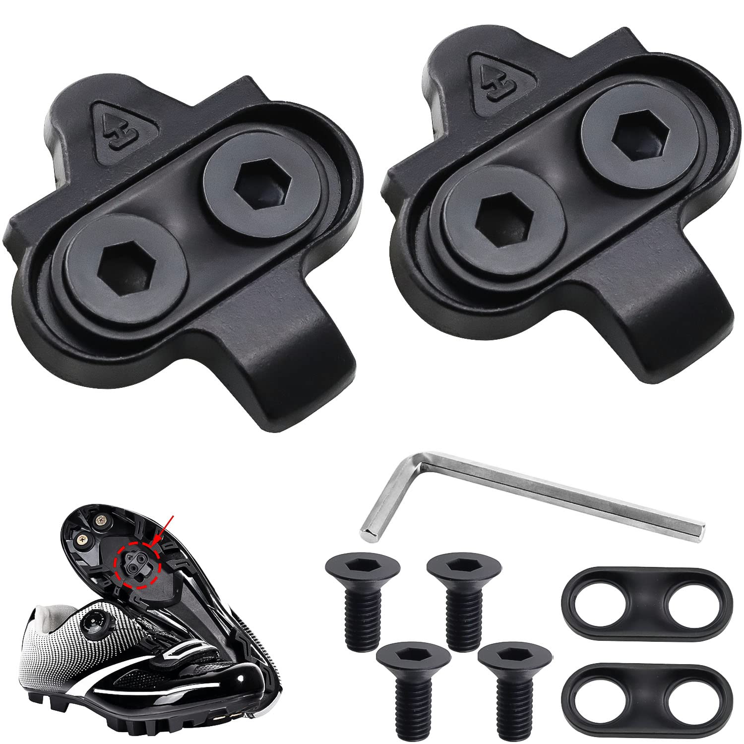 ZDNT Bike Cleats Pedal Spd Pedal Mountain Bike Cleats Bike Cleats Compatible with Cleats Bicycle Cleat Set Mountain Bike Parts for Men & Women Bike Shoes - Bicycle Cleat Set for SPD Pedals
