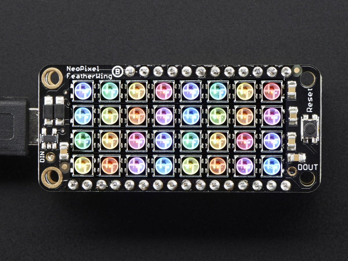 Adafruit NeoPixel FeatherWing 4x8 RGB LED Addon For All Feather