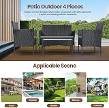 Panana Rattan Garden Furniture Set 4 Piece with Glass Table Cushions view 8