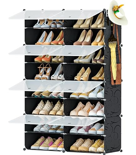 Agasy 6-Tier Portable Shoe Rack With Cover - Free Standing Shoe Organizer, Grey Non-Woven Fabric