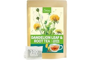 TeeLux Dandelion Leaf & Root Tea Bags, Natural Roasted Dandelion Root with Fresh Dandelion Leaf Herbal Tea, Caffeine Free, 100 Count