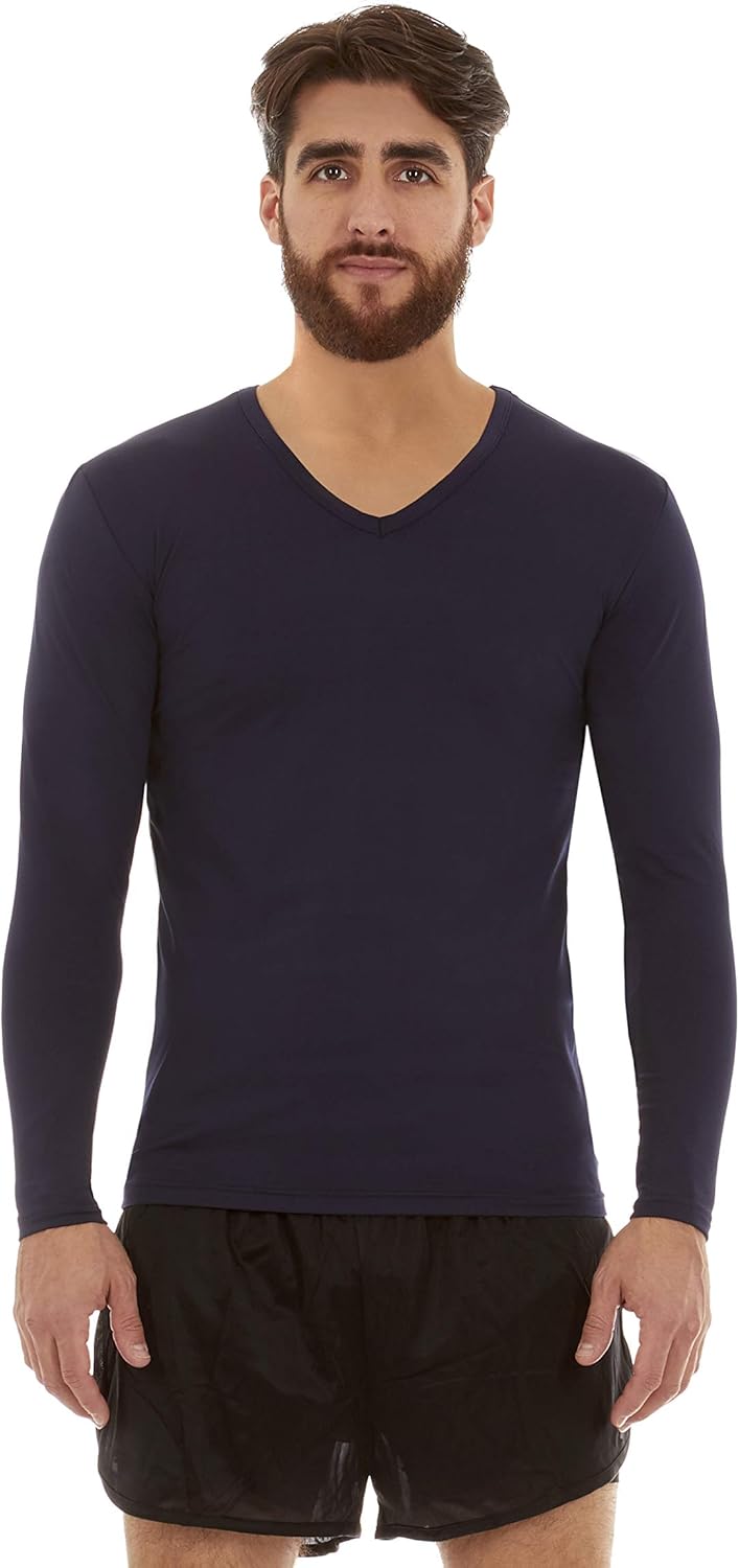 Thermajohn Mens Ultra Soft V-Neck Thermal Underwear Shirt - Fleece Lined Long Sleeve Underwear Long Johns T Shirt at  Men’s Clothing store