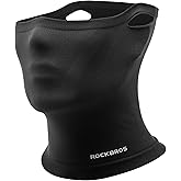ROCKBROS Stretch Fabric Windproof Neck Gaiter & Face Mask – Thermal Breathable Half Face Cover for Men & Women, Outdoor Cycling, Skiing, Commuting, and Winter Activities