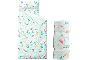 Bunnikins & Clover Toddler Nap Mat with Removable Pillow, Nap Mats for Preschool, Easy Clean Toddler Nap Pad for Kindergarten, Kids Sleeping Bag for Travel Camping