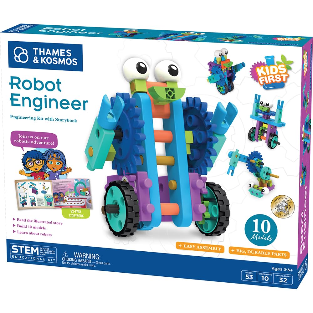 Thames & Kosmos Kids First Robot Engineer, Kids Science Kit, Learning Resources for Basic Engineering, STEM Toys for Science Experiments, Age 3-6+