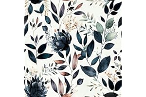 MuralPeel Dark Blue/Yellow Leaf Floral Peel and Stick Wallpaper Vintage Easy Peel Off Self Adhesive Removable Stick on Wall Paper for Kitchen Cabinet Renter Friendly