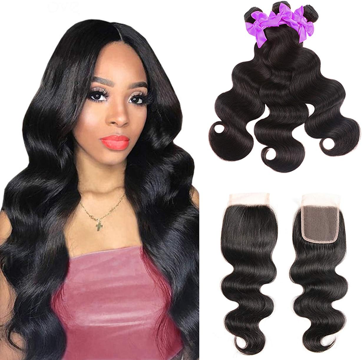 Brazilian Virgin Hair Body Wave 3 Bundles with Closure Human Hair Bundles