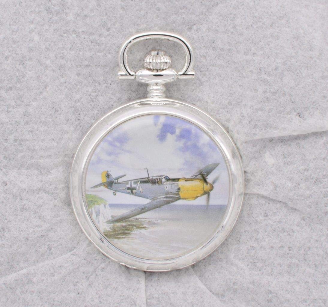 Atlas World War II Pocket Watch Decorated with Messerschmitt Aircraft ME-109 Sept 1940 (ref 102)