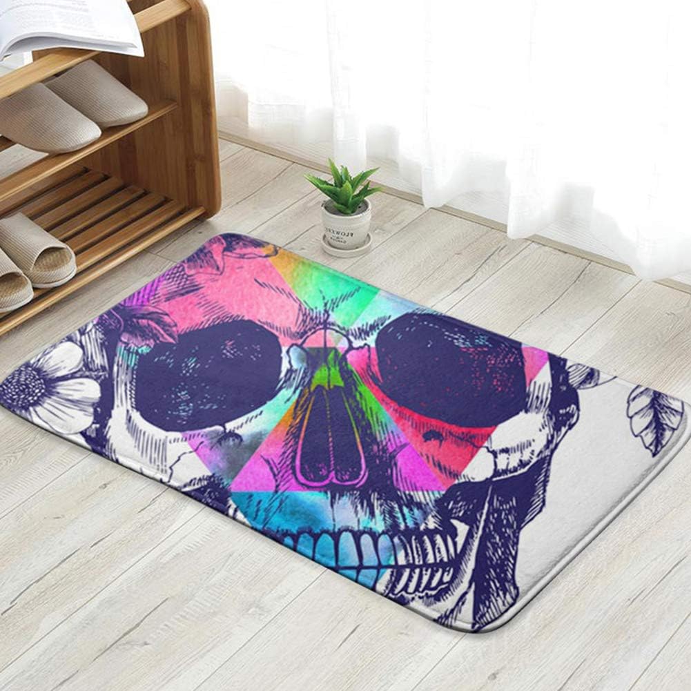 Cool pillow Human Skull Flower Wreath Los Muertos Abstract Doormat Entrance Mat Floor Mat Rug Indoor/Front Door/Bathroom/Kitchen and Living Room/Bedroom Mats 31.5 X 19.5 Inch