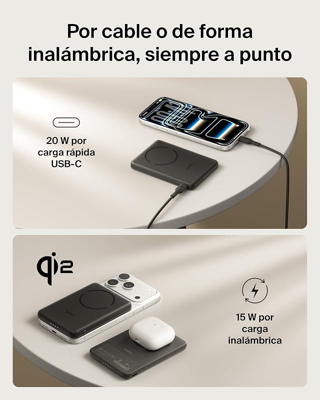 BoostCharge 5000 mAh Bateria Externa com Anel Magnético - Preto