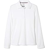 French Toast Girls' Picot Collar Polo Shirt with Long Sleeves (Kids Standard & Plus Size)