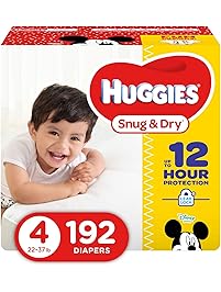 HUGGIES Snug & Dry Diapers, Size 4, 192 Count, ECONOMY PLUS (Packaging May Vary)