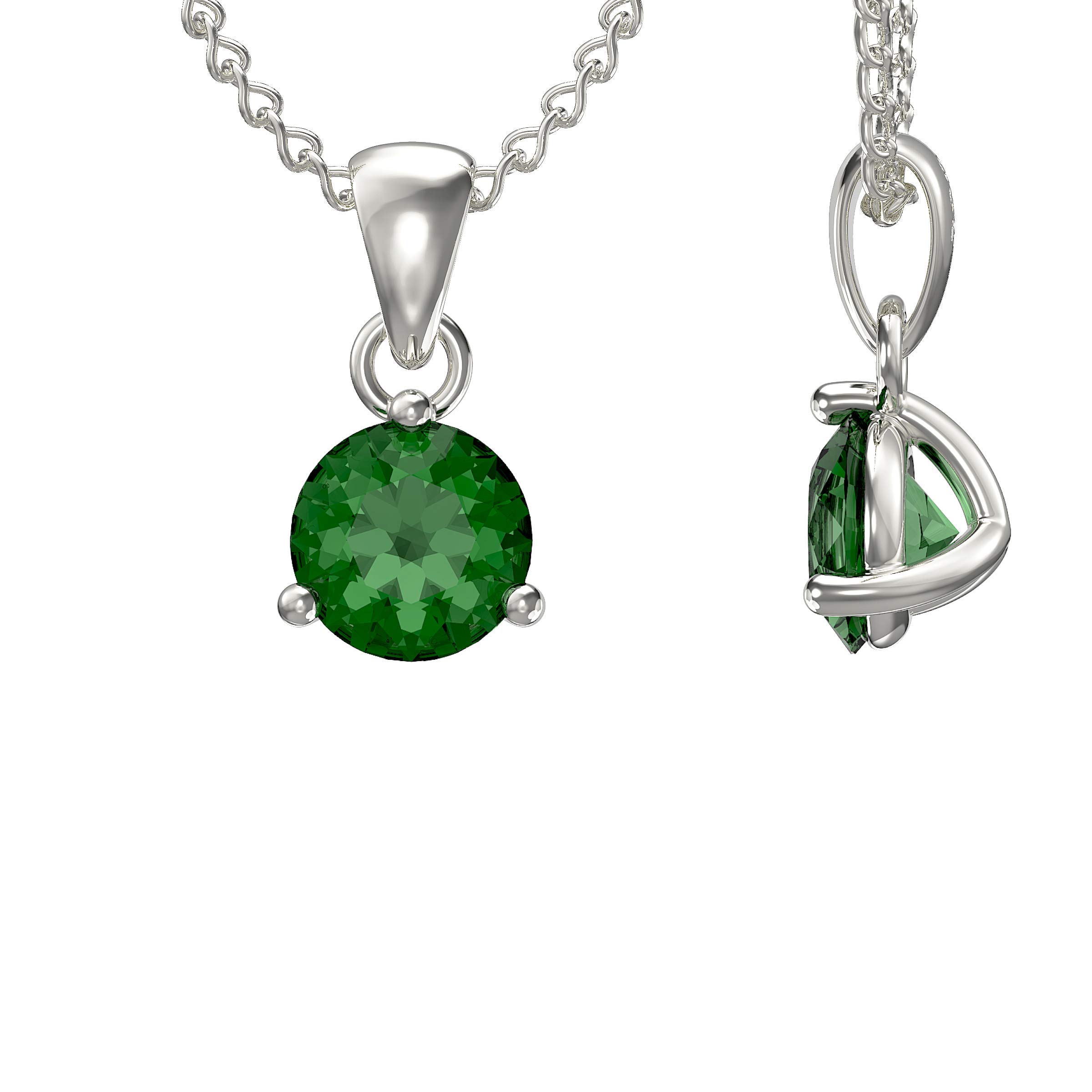 Aeon Birthstone Necklace - May Green Emerald | 925 Sterling Silver & Cubic Zirconia | Polishing Cloth Included | Jewellery Gifts