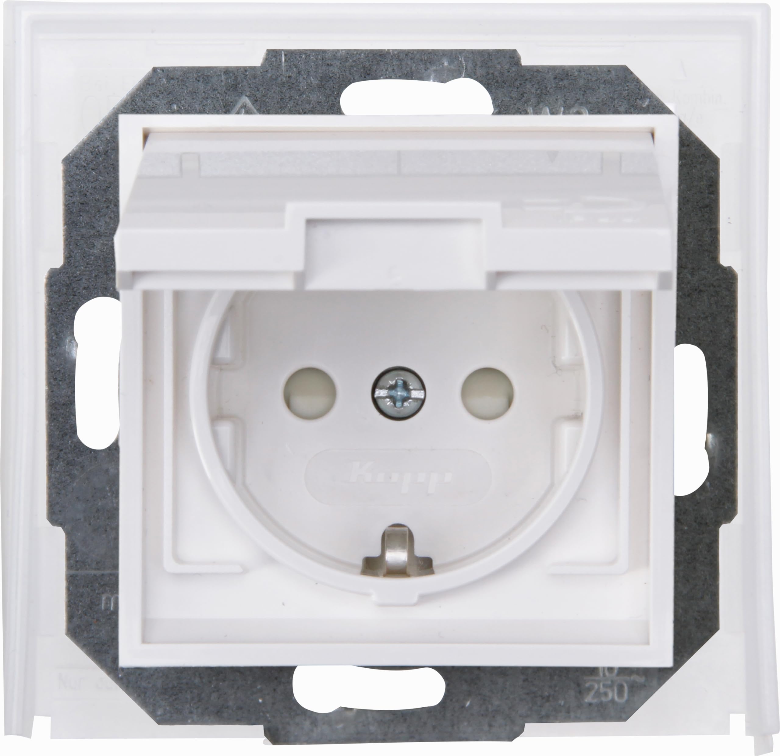 Kopp Athenis 954029085 Flush-Mounted Wet Room Protective Contact Socket, Pure White