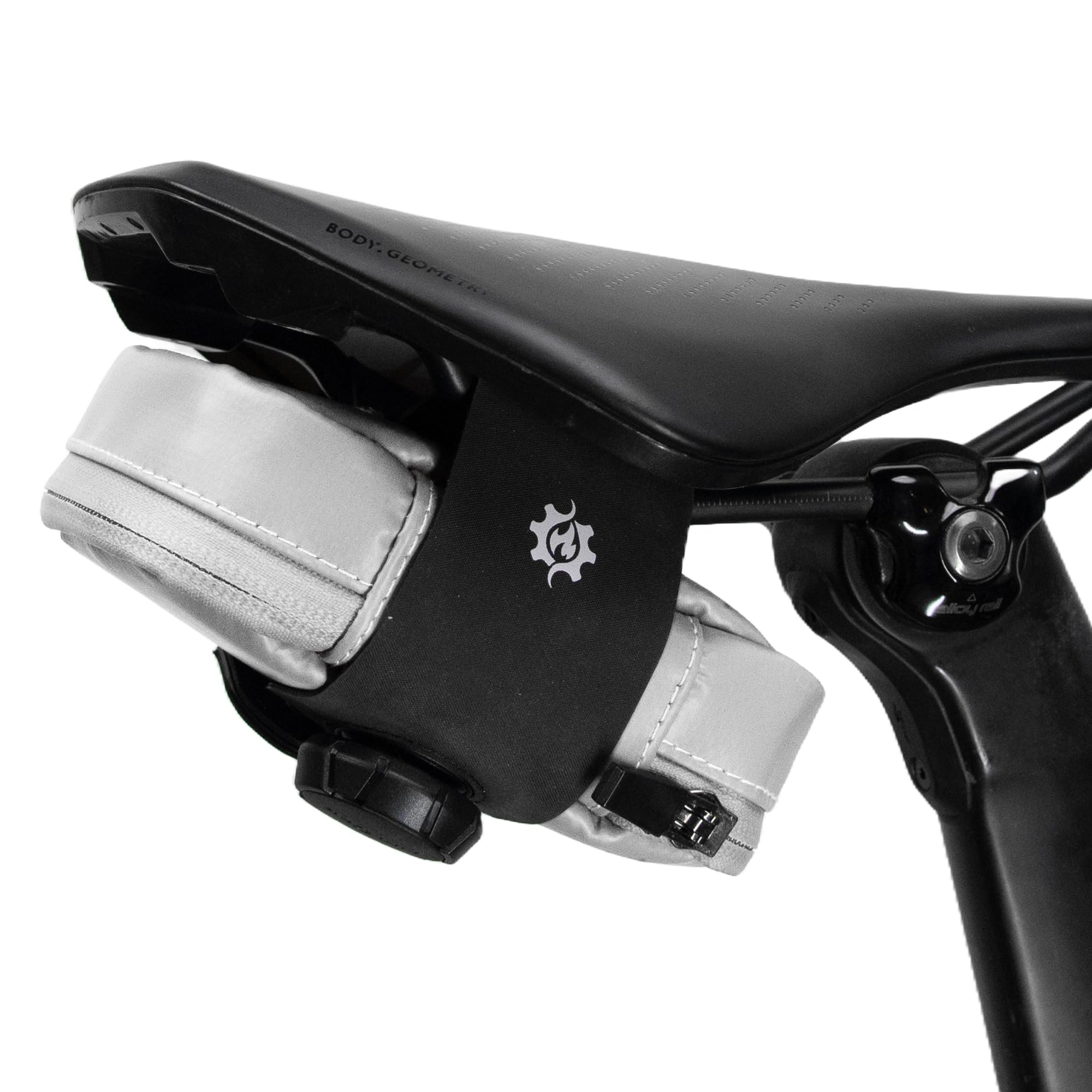 Lumiere & Co. Falcon Magnetic Saddle Bag– 0.69L | 6”x 3.5”x2 | Sleek Minimalist Design, Fast Magnetic Buckle Attachment | Cycling Bike Bag (White, Large)