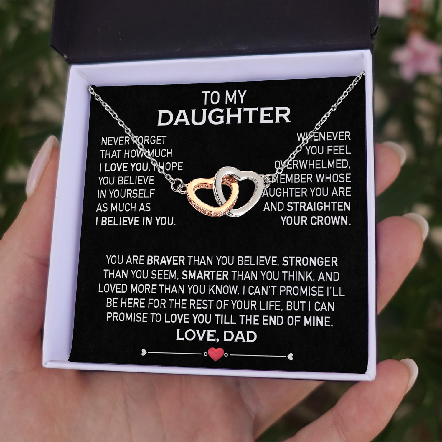Larvincy To My Daughter Necklace From Dad With Heartfelt Message & Elegant Box, Gifts For Daughter From Father, Beautiful Gold Jewelry Gift From Love Daddy On Graduation, Birthday, Wedding, Christmas