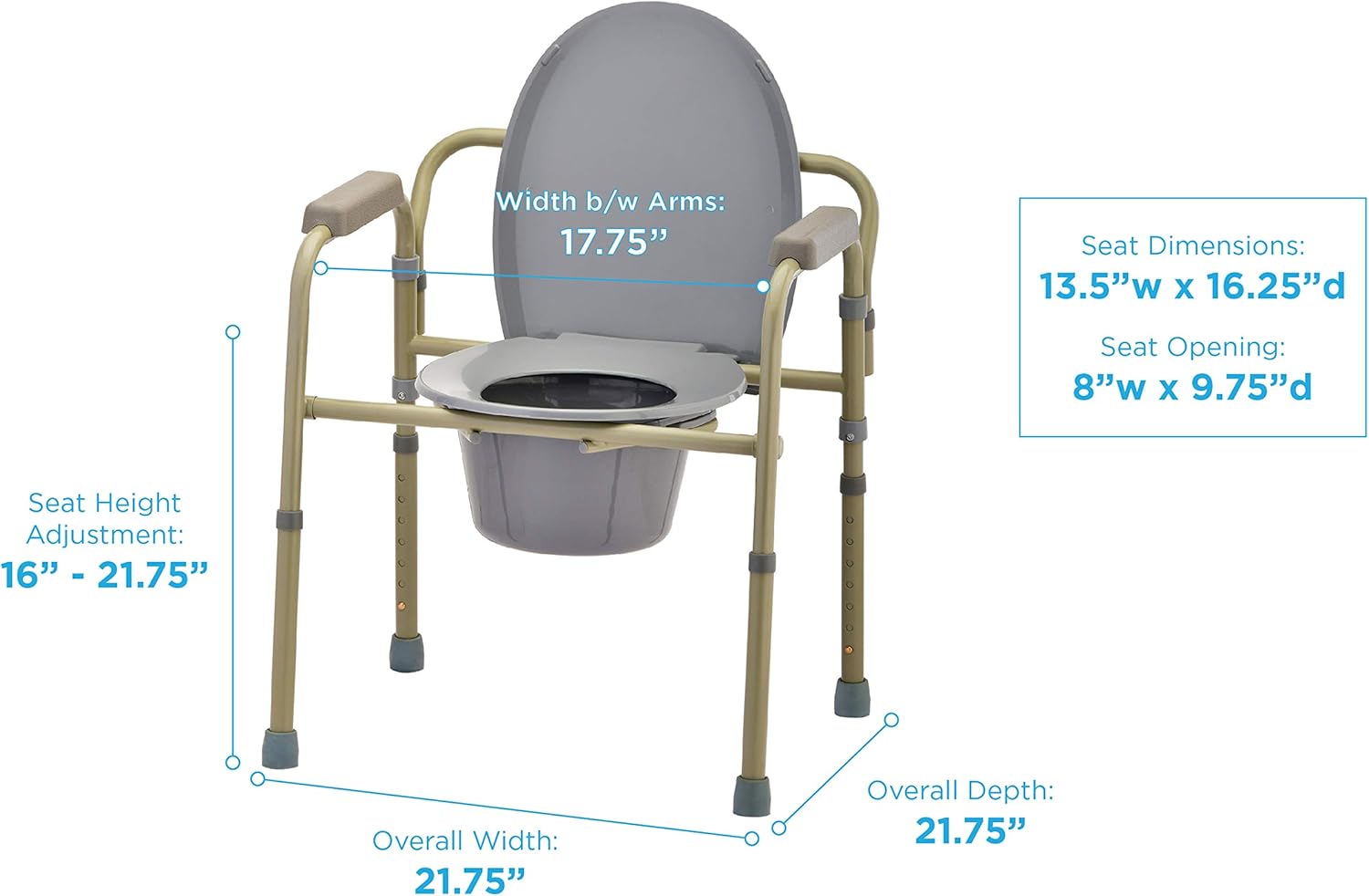NOVA Folding Commode, Over Toilet and Bedside Commode, Comes with Splash Guard/Bucket/Lid: Health & Personal Care