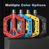 GEWAGE Mountain Bike Pedals Non-Slip Nylon 9/16 Wide Flat Yellow view 8