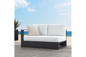 Modway Tahoe Aluminum Modular Left-Facing Outdoor Patio Loveseat in Gray White with Weather-Resistant Cushions, Couch for Garden Backyard, Poolside