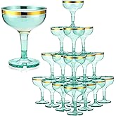 Zopeal 30 Pcs Sage Green Champagne Glasses 5 oz Plastic Champagne Tower Disposable Martini Glasses Stackable Stemmed Margarita Coupe for Wedding Birthday Halloween Party Bar
