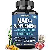 1000mg NAD Supplement with Resveratrol - Advanced Liposomal NAD+ Supplements for Men and Women - Anti-Aging Cell Regenerator - 120 NAD Plus Capsules for Energy & Cellular Health