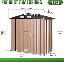 Aoxun 6'x4' Outdoor Metal Storage Shed with