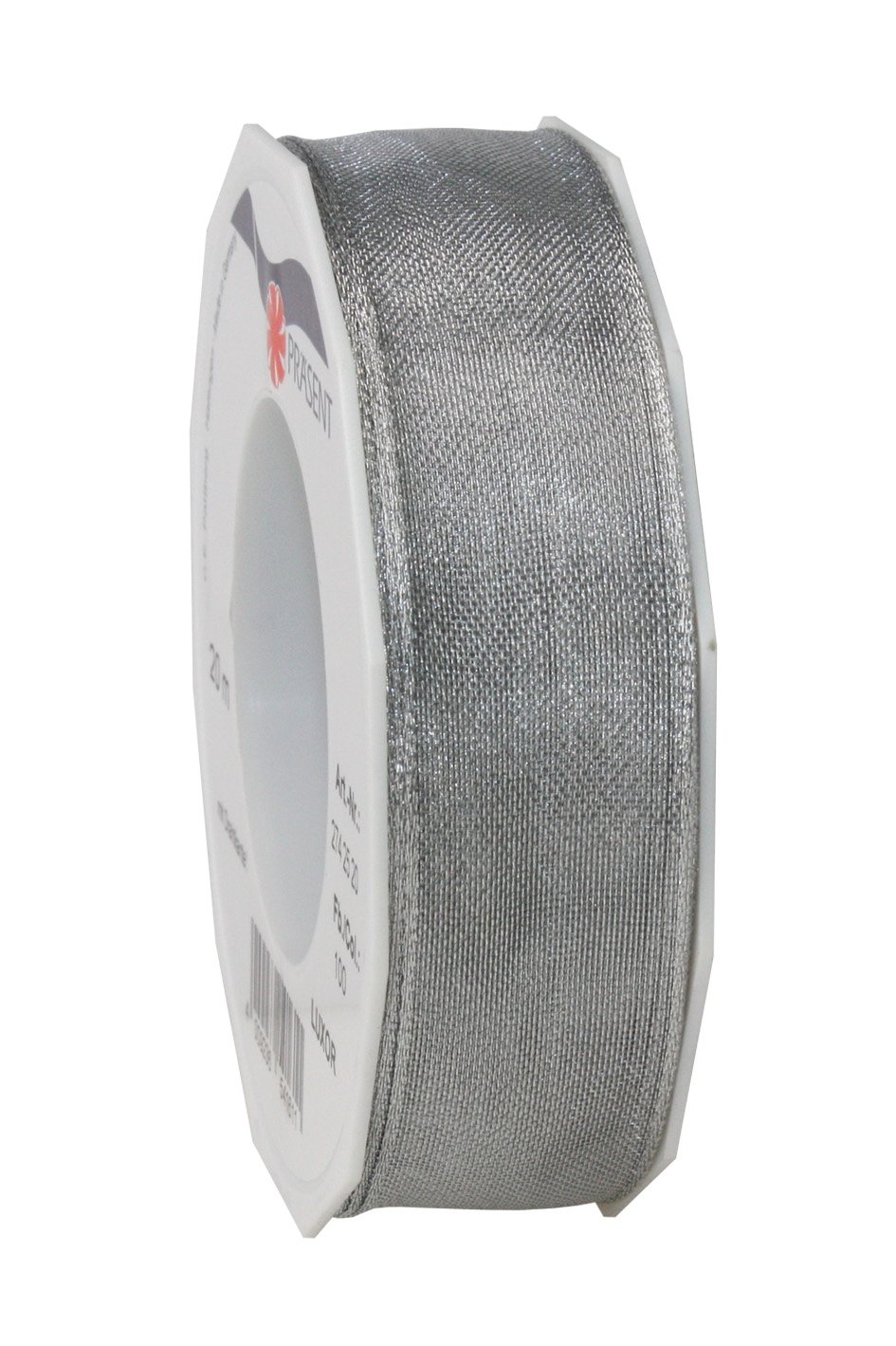 Präsent - Luxor Wired Ribbon Silver 20-m-Roll 25 mm width