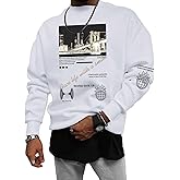 SOLY HUX Sweatshirts for Men Letter Graphic Crew Neck Long Sleeve Drop Shoulder Pullover Top