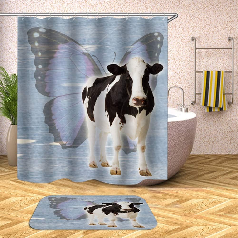 Cortina De Baño Floral Tropical - 175x180cm, Resistente Agua, Estampa Digital, Azul Baby Y Naranja