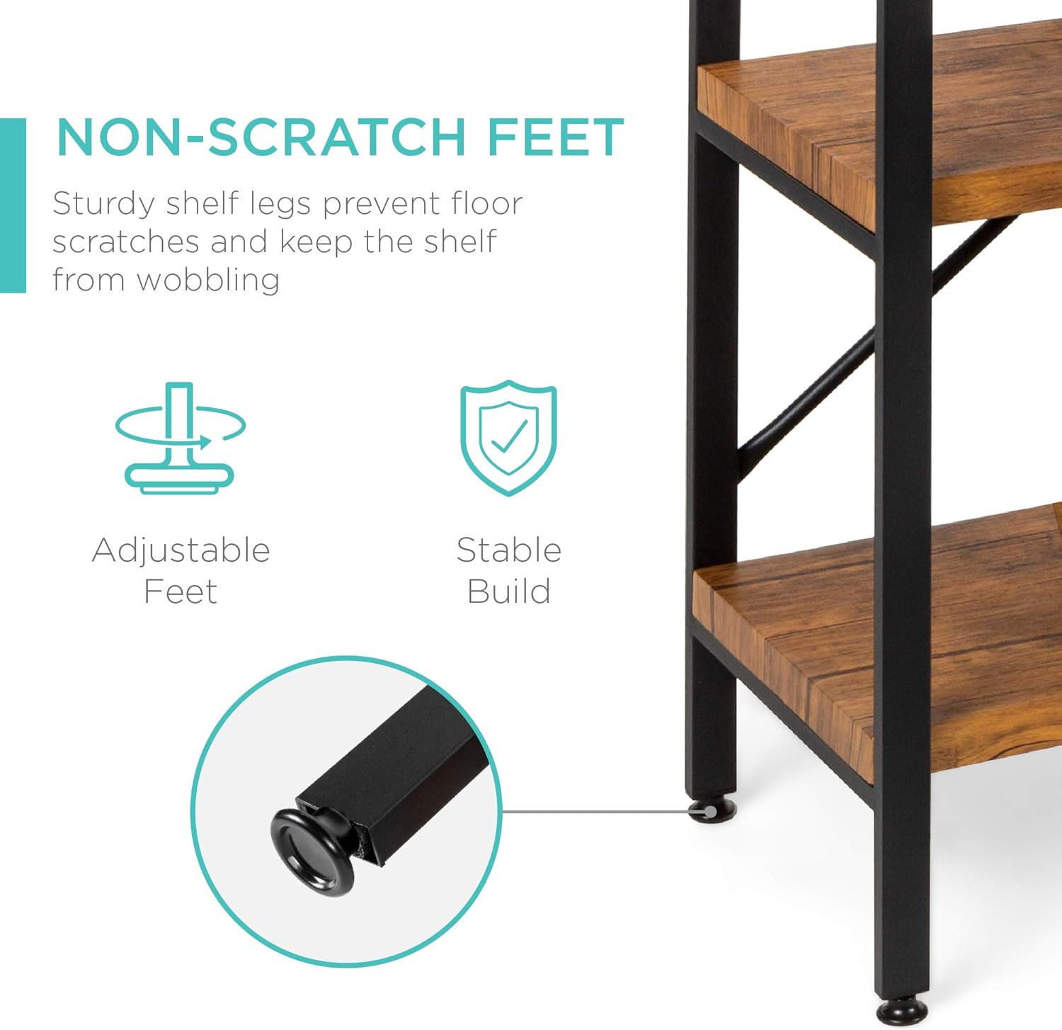 Best Choice Products 55in Rustic 3-Tier Console Sofa Table, Industrial Foyer Table for Living Room, Entry Way, Hallway w/EVA Non-Scratch Feet, Steel Frame - Brown: Furniture & Decor