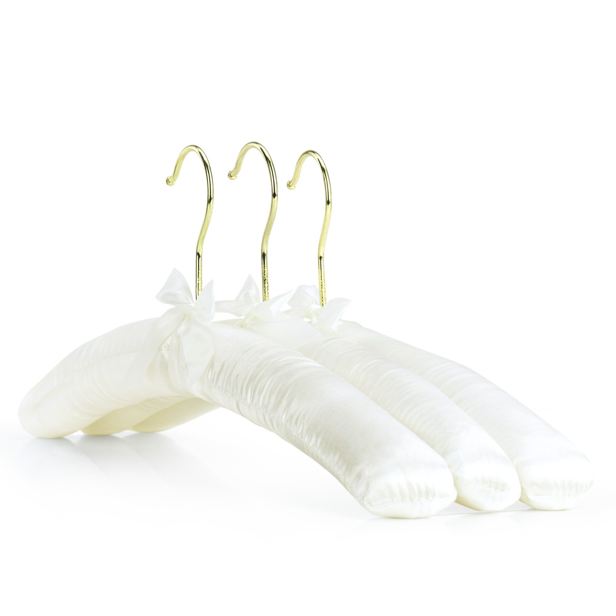 HANGERWORLD Pack of 10 Gorgeous Pale Ivory Satin Padded Clothes Hangers-43cm (17"), Wood, Universal