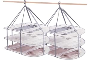 WEISGJA 3 Tier Folding Mesh Clothes Drying Rack, Stackable Sweater Drying Rack with Internal Fixation, Portable Hanging Laundry Rack for T-Shirt,Swimsuit,Sweater,Delicates (2 Pack)