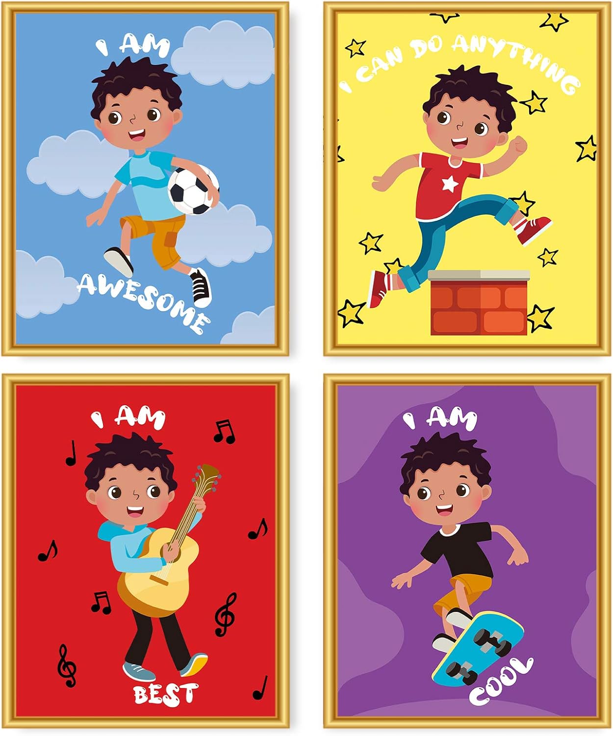 Motivational Wall Art Boys Room Decor Black Baby Boy Room Decor Inspirational Kids Room Wall Decor Inspirational Posters Unframed Poster For Boys Room Encouragement Gifts Cards 8 X10 Inches